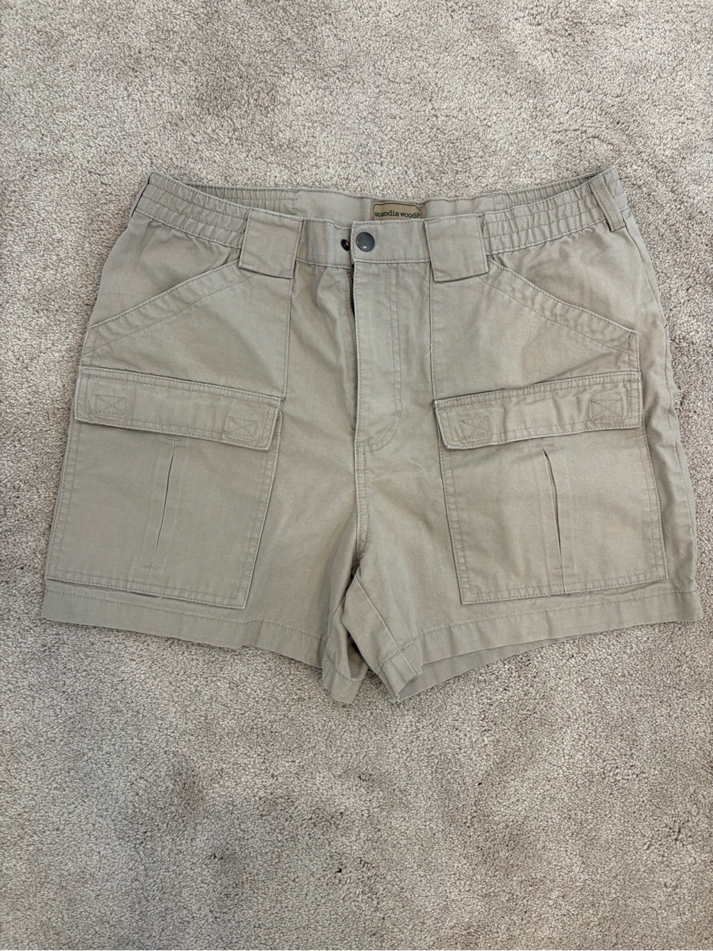 100% Cotton Men's Khaki Utility Cargo Shorts - Classic Style